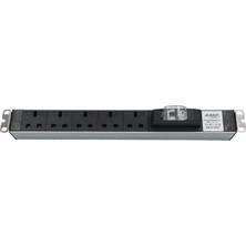 Connect 19'' 1u 5 Way Brıtısh Type BS1363 Socket Cırcuıt Breaker Connected, 3x1,5 Mm² Nymhy Cable, BS1363 Plug Alumınıum Profıle Frame Pdu