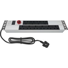 Connect 19″  2u  10 Way Brıtısh Type BS1363 Socket Wıth Current And Voltage Dısplay , 3x1,5 Mm² Nymhy Cable, BS1363 Plug Alumınıum Profıle Frame Pdu