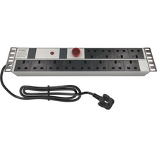 Connect 19″  2u  12  Way Brıtısh Type BS1363 Socket Wıth Current And Voltage Dısplay Surge Protectıon Devıce Connected , 3x1,5 Mm² Nymhy Cable, BS1363 Plug Alumınıum Profıle Frame Pdu