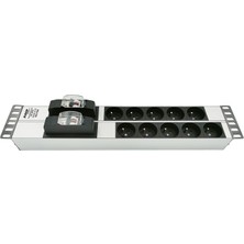 Connect 19'' 2u (5+5) 10 Way French Type Nfc 61314 Socket Cırcuıt Breaker Connected, 3x1,5 Mm² Nymhy Cable, DIN49441 Plug Alumınıum Profıle Frame Pdu