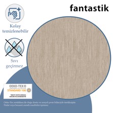 Fantastik Masa Örtüsü Elyaf Astarlı Muşamba 140X140CM Pvc Silinebilir Sıvı Geçirmez Leke Tutmaz Krem