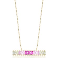 Kairos Jewelry 14 Ayar Altın Beyaz Pembe Ombre Kolye KRS1030-V1-14GN