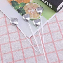 Kuzey 4 Adet Gümüş Kalpli Pasta Mumu Kalpli Doğum Günü Pasta Mumu Gümüş Pasta Mumu Kalpli Mum  Silver Candle