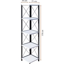 Rmd Shop Köşe Kitaplık ve Aksesuar Rafı Metal Ayaklı Beyaz