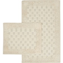 Nuvomon Bluenity Tufting Puantiye Banyo Paspası - Ekru - 50x60 cm + 60x100 cm