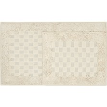 Nuvomon Bluenity Tufting Puantiye Banyo Paspası - Ekru - 50x60 cm + 60x100 cm