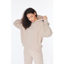 Bexy Üç Iplik Bej Kapüşonlu Sweatshirt - Shay | 160596-2
