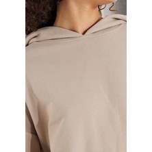 Bexy Üç Iplik Bej Kapüşonlu Sweatshirt - Shay | 160596-2