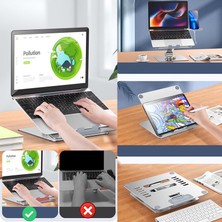 Dexmon Laptop Macbook Standı Multifonksiyonel 360 Derece Dönebilen Telefon Tutuculu Yatay Dikey Kullanım