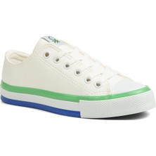 Benetton BN-30725 - 3374 Beyaz Yesil - Kadın Spor Ayakkabı