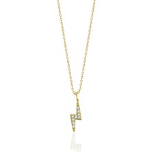 Kairos Jewelry 14 Ayar Altın Taşlı Şimşek Kolye KRS-N11-14GNZ