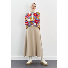 Cng Moda Tesettür Scuba Kloş Etek Siyah