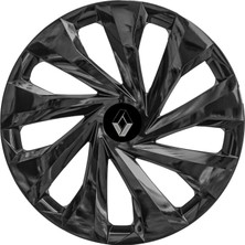 Renault Symbol 14 Inç Uyumlu Jant Kapağı Amblemli Piano Black 4'lü Takım 216