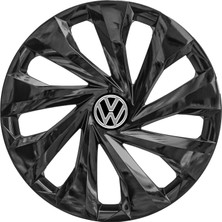 Volkswagen Fox 15 Inç Uyumlu Jant Kapağı Amblemli Piano Black 4'lü Takım 217
