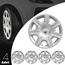Renault Laguna 15 Inç Uyumlu Jant Kapağı Amblemli Gri 4'lü Takım 142