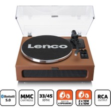 Lenco LS-430BN 4 Dahili Hoparlörlü Bluetoothlu Pikap Plak Çalar Kahverengi