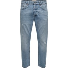 Only & Sons Erkek Rahat Kesim Kot Pantolon Onsavı Crop L. Blue 4858 Jeans 22024858