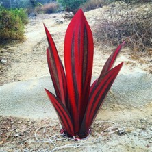 Remiel Dekoratif Agave Bitki El Boyalı Sanat Ev Dekor Aksesuarları Koyu Kırmızı 65 cm. (Yurt Dışından)