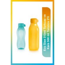 Tupperware Eco Sise 310ml Turkuaz ve Kare 500 ml Turuncu 2'li