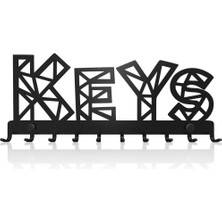 Thorqtech Metal Anahtar Askılığı - Keys Dekoratif Anahtarlık Desenli Dekoratif Metal Askılık Anahtarlık Çantalık Duvar Tipi Siyah