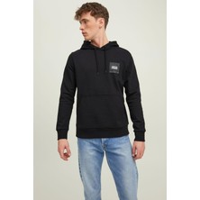 Jack & Jones Jjlock Sweat Hood Siyah Erkek Sweatshirt 12213245-Black