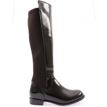 DGN 501 Kadin Arkasi Stretch Yani Fermuarli Knee High Flats Çizme 20K
