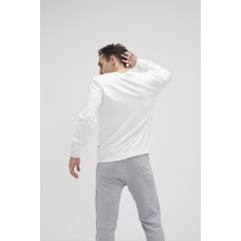 Bad Bear Crewneck Erkek Beyaz Baskılı Sweatshirt