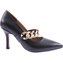 DGN K3110-22K Kadin Kalin Demir Aksesuarli Ince Topuklu Ayakkabi