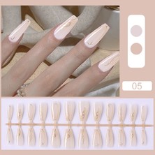 Buranlei 24PCS  Fake Nails Patches Pink Glitter Nude Press On Nails Women Wearable Nail Art Stickers Full Finished False Nail (Yurt Dışından)