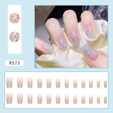 Buranlei 24 Adet/takım Kısa Yanlış Basın Tırnak Ucu Tutkal Tasarımları ile Ayrılabilir Kullanımlık Takma Tırnak ile Çubuk Tutkal On Nail Art Dıy Ipuçları (Yurt Dışından)