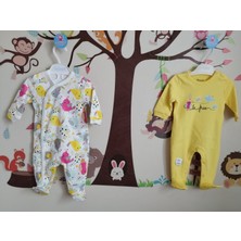 Baby Blue Bebek Kuş Desenli 2li Tulum Seti Çıtçıtlı Patikli