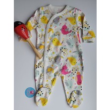 Baby Blue Bebek Kuş Desenli 2li Tulum Seti Çıtçıtlı Patikli