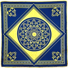 La Pescara Sarı - Lacivert Motif Desen Erkek Cep Mendili SPS570-4