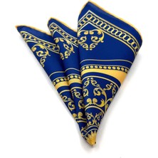 La Pescara Sarı - Lacivert Motif Desen Erkek Cep Mendili SPS570-4