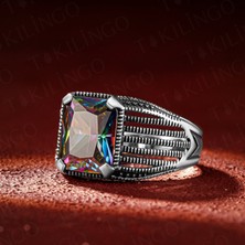 Takılingo 925 Ayar Gümüş Mistik Topaz Taşlı Erkek Yüzük