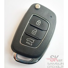 Skilit Samsun Oto Kilit Hyundai Anahtar Kumanda Kabı Metal Logolu Yeni Model Büyük Boy (Dik Yale Uç)