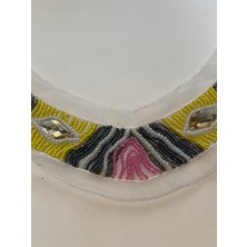 Gönülden Tasarım 23X5 cm Taşlı Boncuklu Tasarım Kıyafet Yaka Aksesuarı Aplik Dikiş