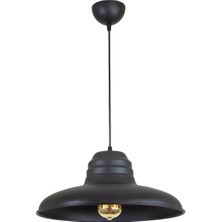 Riolight  Retro Rustik Modern Siyah Tekli Metal Sarkıt Avize 32 cm