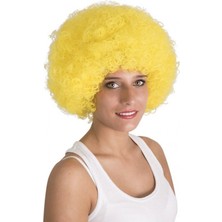 EngStore Sarı Renk Kıvırcık Afro Bonus Peruk