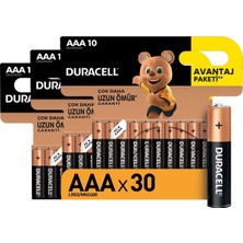 Duracell Alkalin Aaa Ince Kalem Piller, 30 Lu Paket