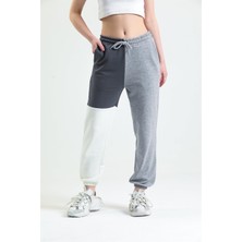 Pulur.co Gri Melanj Parçalı Lastikli Jogger Eşofman Altı