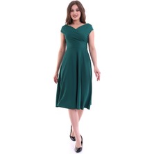 Rokka Moda Kayık Yaka Midi Elbise