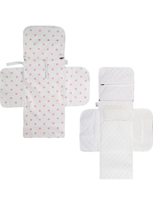 Babyness Çanta Boy Alt Değiştirme Bakım Seti Sıvı Geçirmez Leke Tutmaz Puantiyeli Pembe