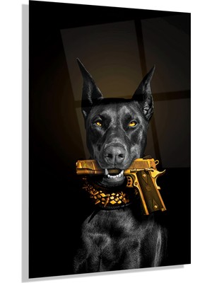 Emya Home Siyah Köpek Cam Tablo