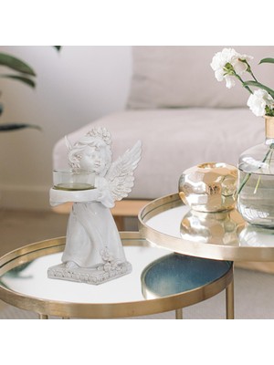 Beverly Retro Angel Tealight Candle Tutucu Akşam Yemeği Şamdan Memorial Hediyesi Sağ