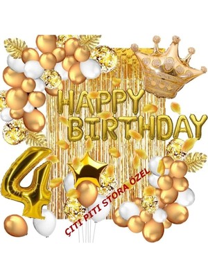 Çıtı Pıtı Store 4 Yaş Lüks Happy Bırthday Kral Taçlı Doğum Günü Seti