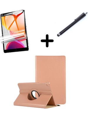 MobaxAksesuar Samsung Galaxy Tab A7 10.4 T500 T505 T507 Kılıf Dönen Tablet Kilifi Ekran Koruyucu+Kalem