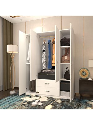 Kenzlife  gardırop 4 kapılı 2 çekmeceli deligül 180x160x52 byz XLARGE kapaklı gardolap dolap