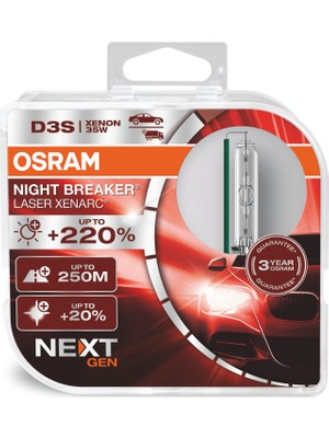 Osram D3S Night Breaker Xenarc Nex Gen %220 Fazla Işık (Takım -2ADET)"