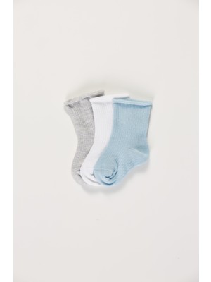 Baby Socks 3'lü Paket Bebek Renkli Pamuklu Lastiksiz Dikişsiz Soket Çorap